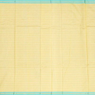 Yellow Handloom Chanderi Cotton Saree With Zari Checks