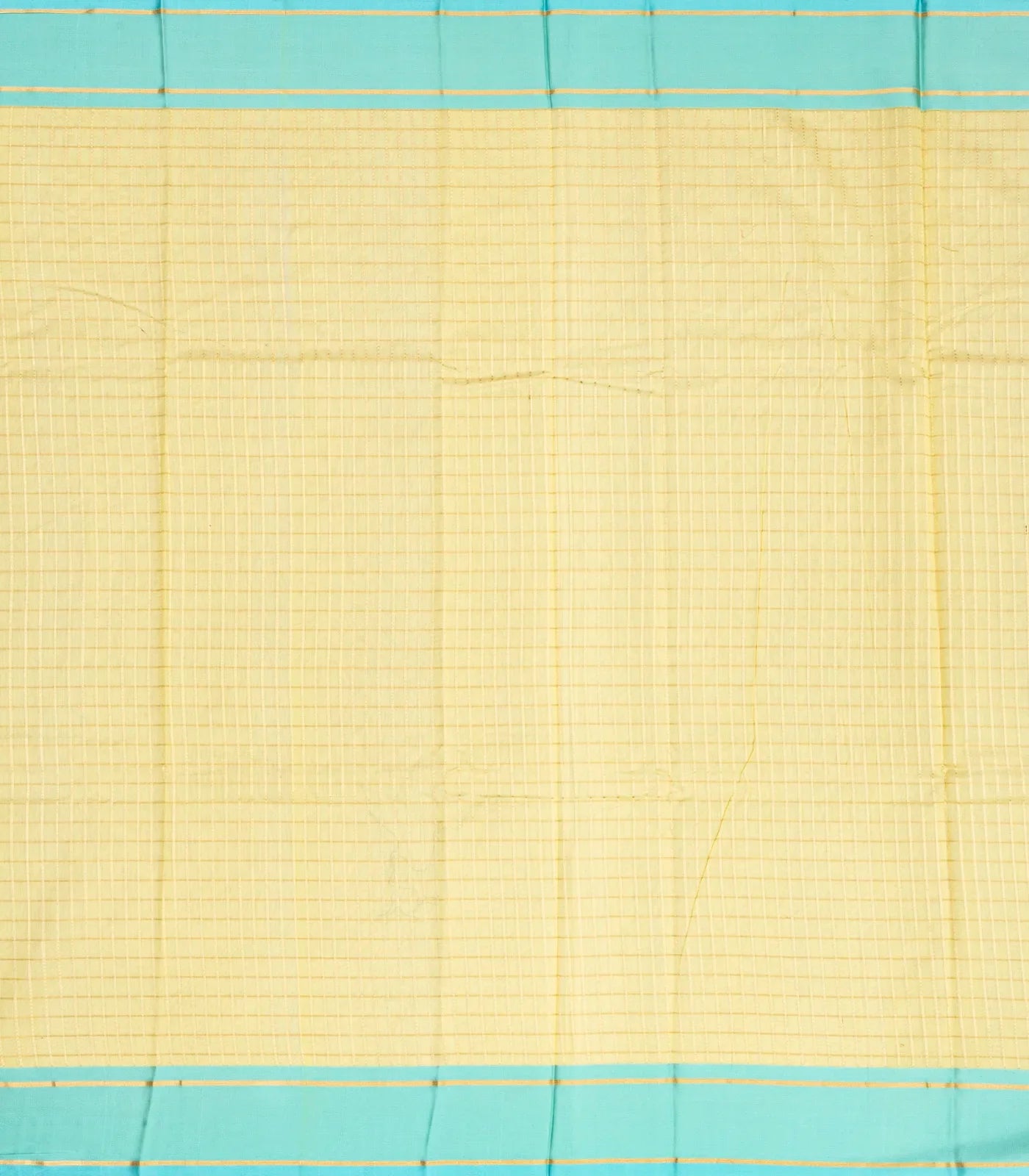 Yellow Handloom Chanderi Cotton Saree With Zari Checks