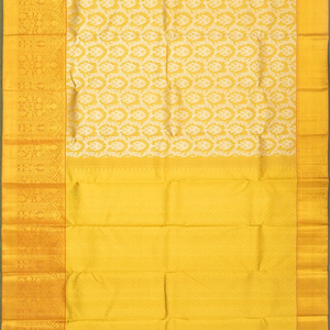 Gold Handloom Kanchipuram Silk Saree With Floral Jaal Motifs