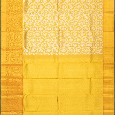 Gold Handloom Kanchipuram Silk Saree With Floral Jaal Motifs
