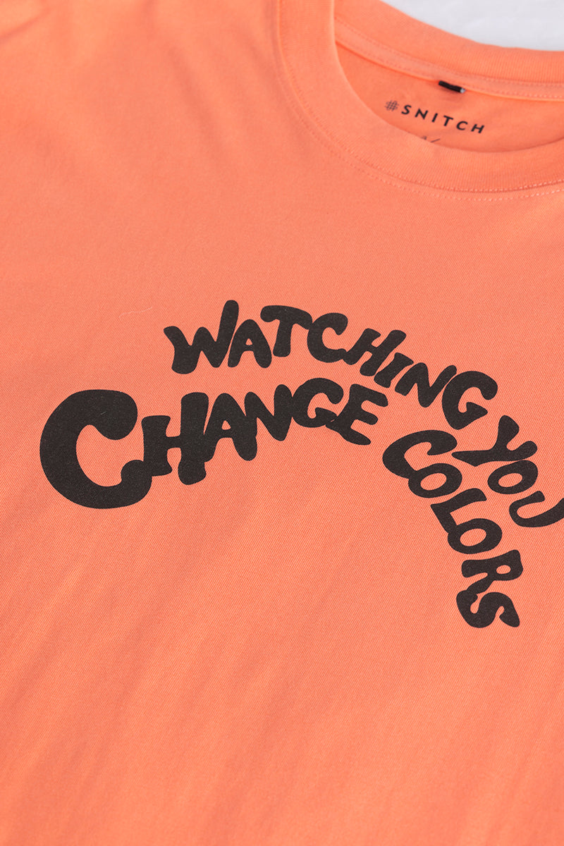 Watching You Orange Oversized T-Shirt