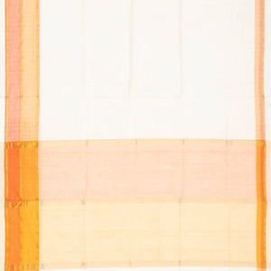 White Handloom Venkatagiri Cotton Saree With Contrast Zari Border