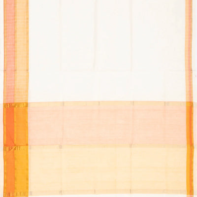 White Handloom Venkatagiri Cotton Saree With Contrast Zari Border