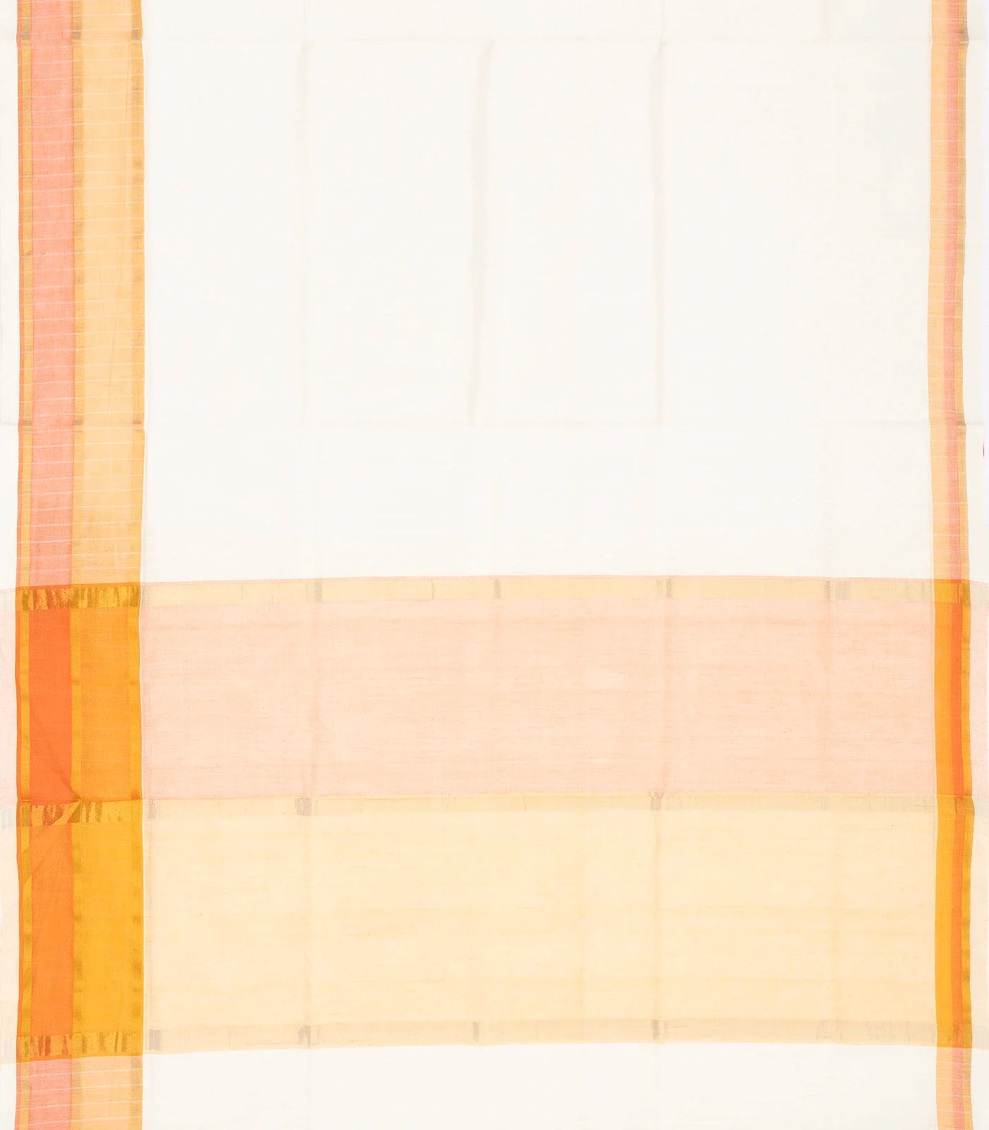 White Handloom Venkatagiri Cotton Saree With Contrast Zari Border
