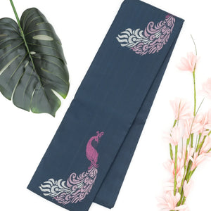 Navy Blue Handloom Kanchipuram Silk Saree With Peacock Buttas