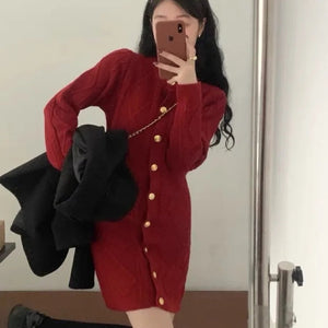 Leah Premium Woolen Knitted Short Dress