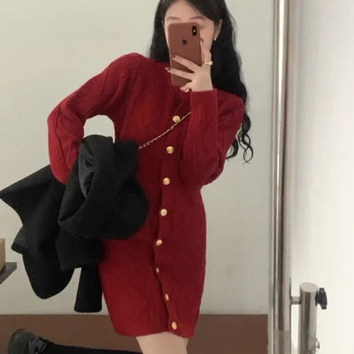 Leah Premium Woolen Knitted Short Dress