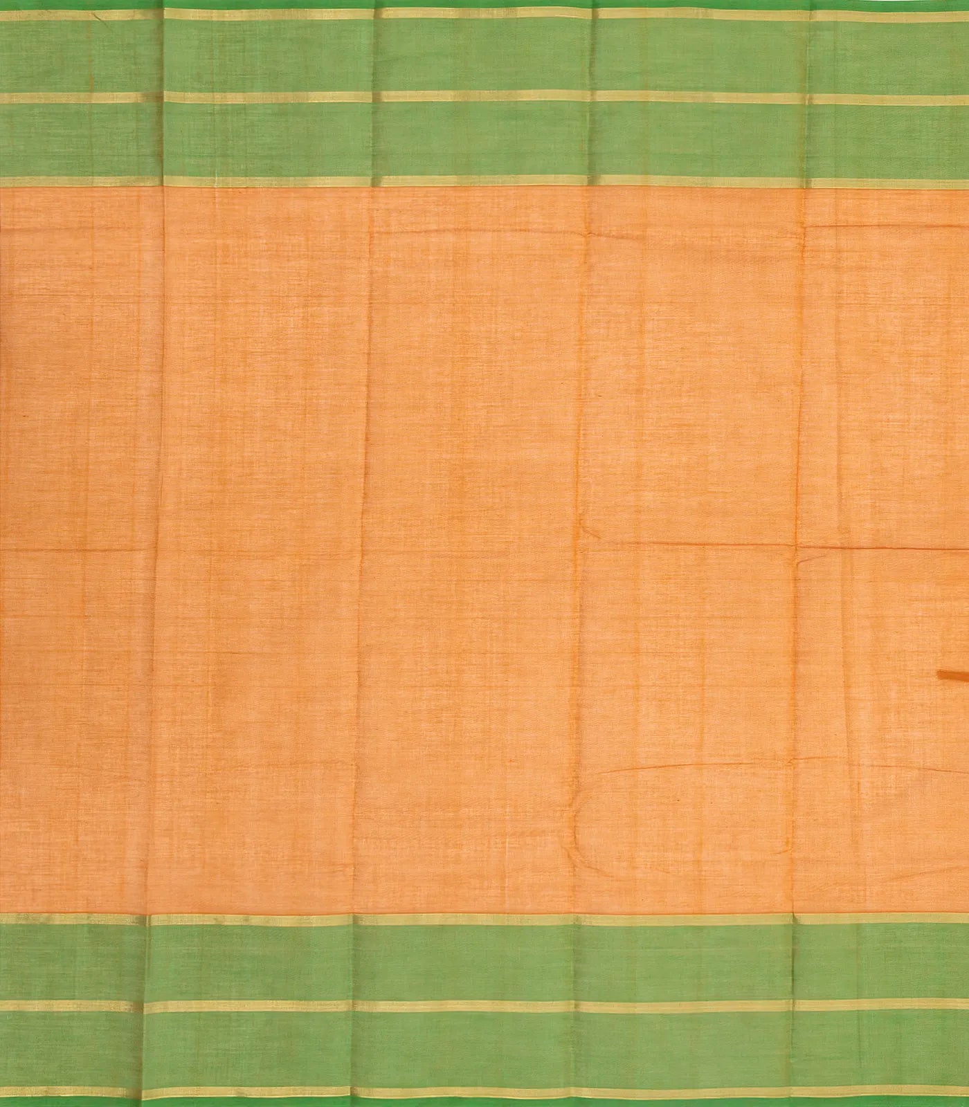 Mustard Handloom Kanchi Cotton Saree With Checks & Green Border