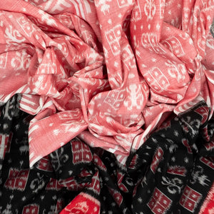 Baby Pink Handloom Orissa Cotton Saree With Tie & Dye Floral Motifs