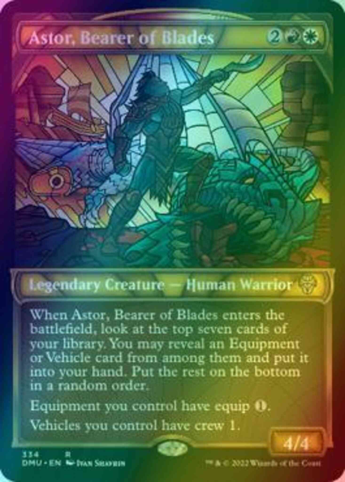 Astor, Bearer of Blades [334] [Stained Glass Showcase] [Dominaria United] [Textured Foil]