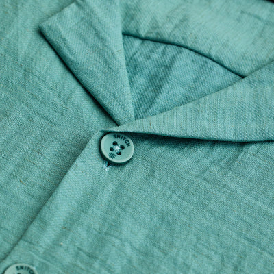 Turquoise Box Fit Linen Blend Shirt