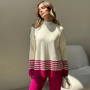 Ariana Striped Premium Winter Coord Set - Tracksuit