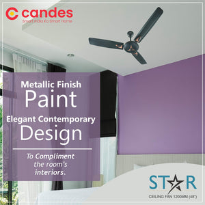 Candes Star 1200mm High-Speed Decorative Ceiling Fans for Home | BEE 3 Star Rated 405 RPM Anti-Dust | 2 Years Warranty (Coffee Brown) Pack of 1