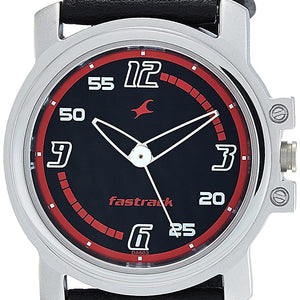 Fastrack Black Dial Analog & Black Leather