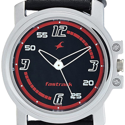 Fastrack Black Dial Analog & Black Leather