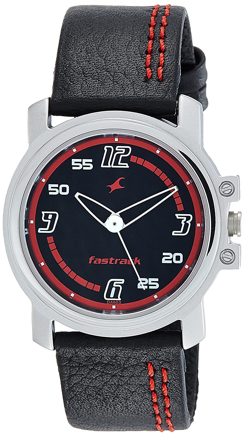 Fastrack Black Dial Analog & Black Leather
