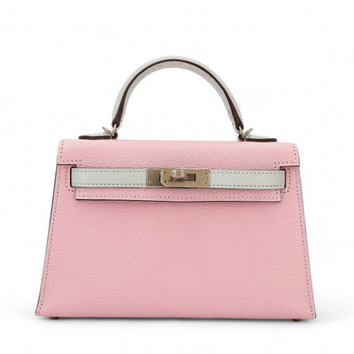 HERMÈS Mini Kelly II HSS Gris Perle Rose Sakura Chevre Permabrass hardware