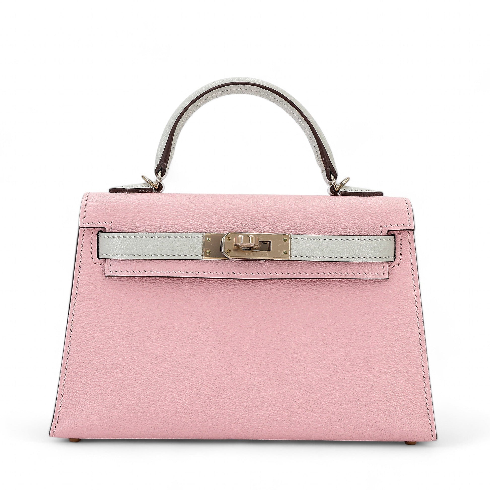 HERMÈS Mini Kelly II HSS Gris Perle Rose Sakura Chevre Permabrass hardware