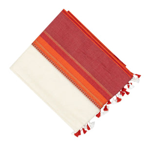 White Bengal Cotton Saree With Crimson Border