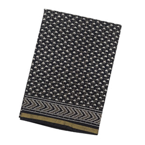 Black Woven Jaipur Cotton Saree And Printed Triangle Motifs