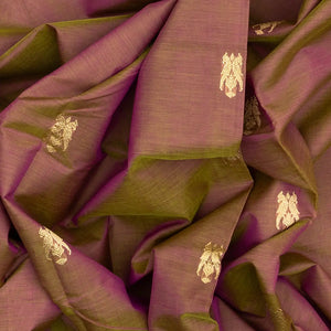 Dusty Pink Handloom Silk Cotton Saree With Parrot Buttas