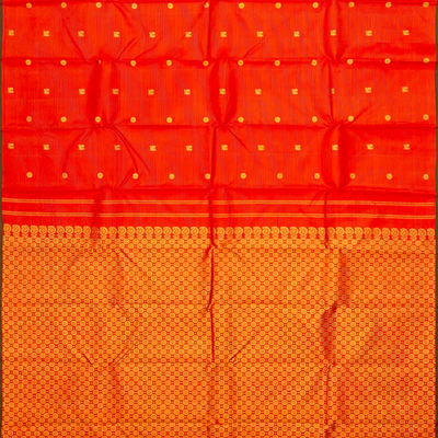 Red Handloom Kanchipuram Vairaoosi Silk Saree With Annam Buttas