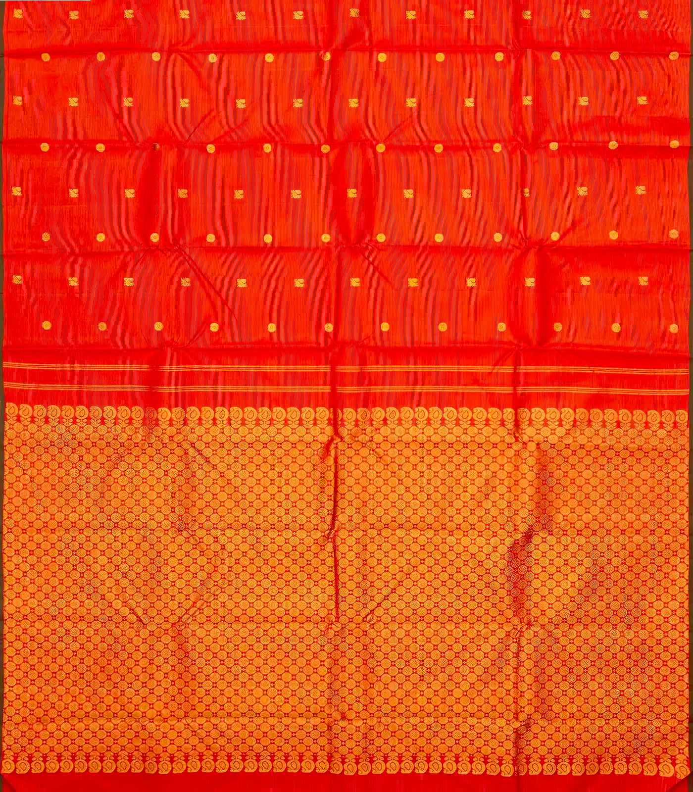 Red Handloom Kanchipuram Vairaoosi Silk Saree With Annam Buttas