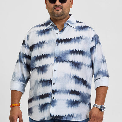 White Abstract Regular Fit Shirt