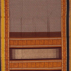 Brown Handloom Silk Cotton Saree With Annam Chakaram Motifs