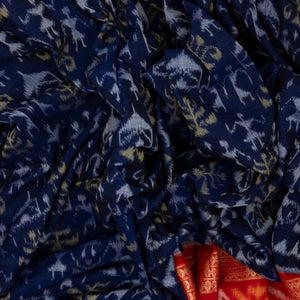 Purple Handwoven Orissa Cotton Saree With Tie & Dye Tribal Motifs