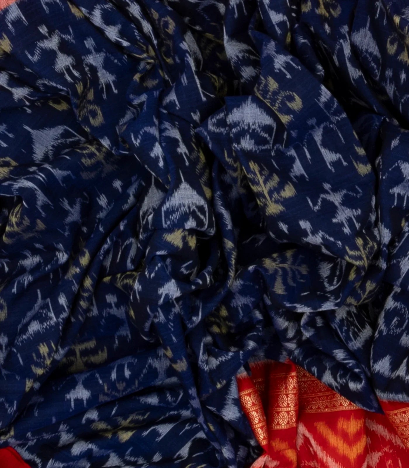 Purple Handwoven Orissa Cotton Saree With Tie & Dye Tribal Motifs