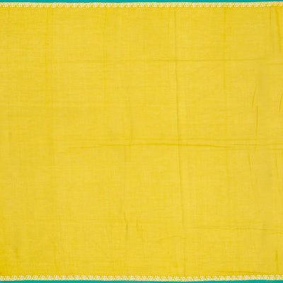 Lime Green Handloom Bengal Cotton Saree With Mango Buttas