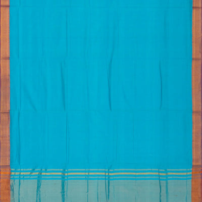 Light Blue Mangalagiri Cotton Saree With Contrast Border