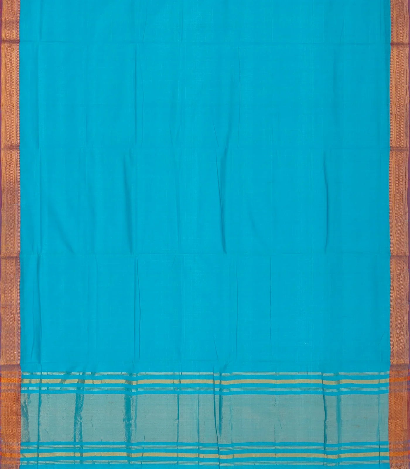 Light Blue Mangalagiri Cotton Saree With Contrast Border