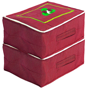 Kuber Industries Dot Printed Cotton Saree Cover, Wardrobe Organizer-Pack of 2 (Red)-HS_38_KUBMART20972