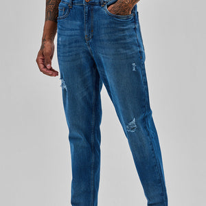 Blue Distressed Slim Fit Jeans