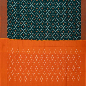 Sea Green Handwoven Orissa Cotton Saree With Tie & Dye Floral Motifs