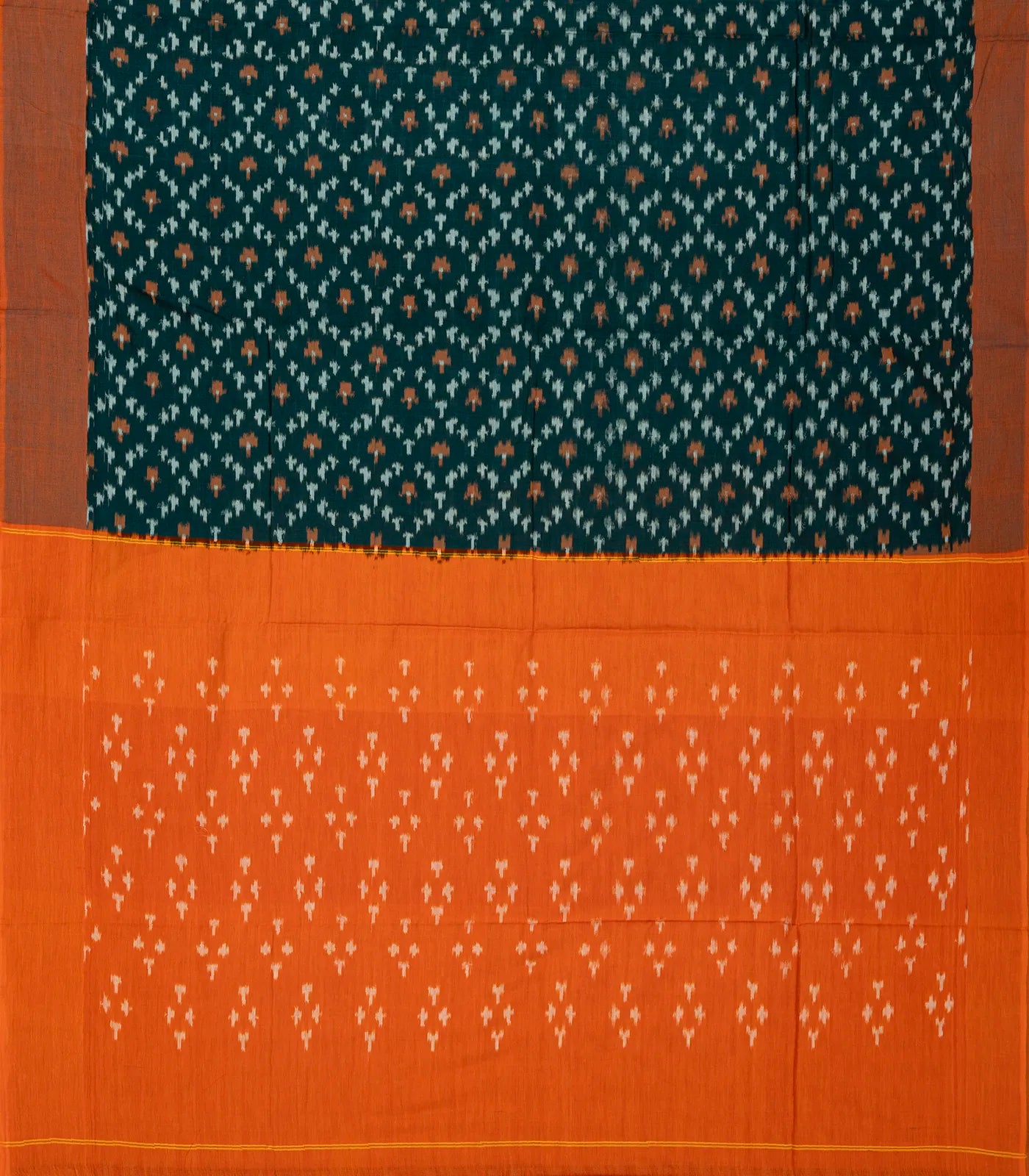 Sea Green Handwoven Orissa Cotton Saree With Tie & Dye Floral Motifs