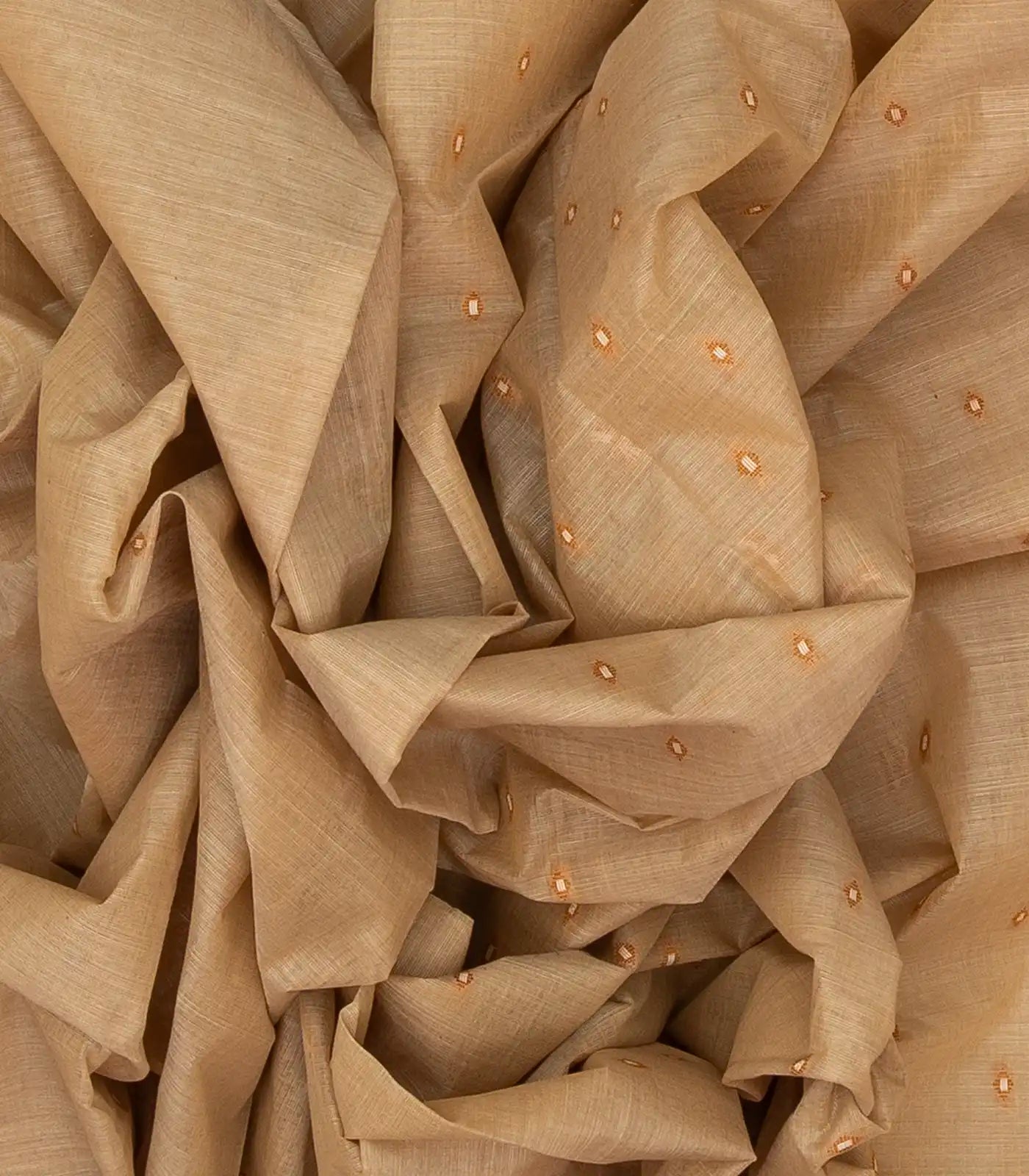 Taupe Handloom Bengal Cotton Saree With Diamond Buttas