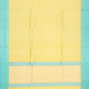 Yellow Handloom Chanderi Cotton Saree With Zari Checks