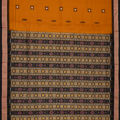 Oil Mustard Handloom Orissa Cotton Saree With Tie & Dye Pallu