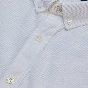 White Slim Fit Corduroy Shirt