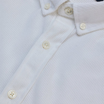 White Slim Fit Corduroy Shirt