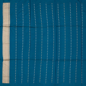 Cyan Handloom Banarasi Silk Saree With Horse Buttas