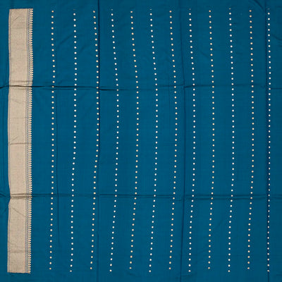 Cyan Handloom Banarasi Silk Saree With Horse Buttas
