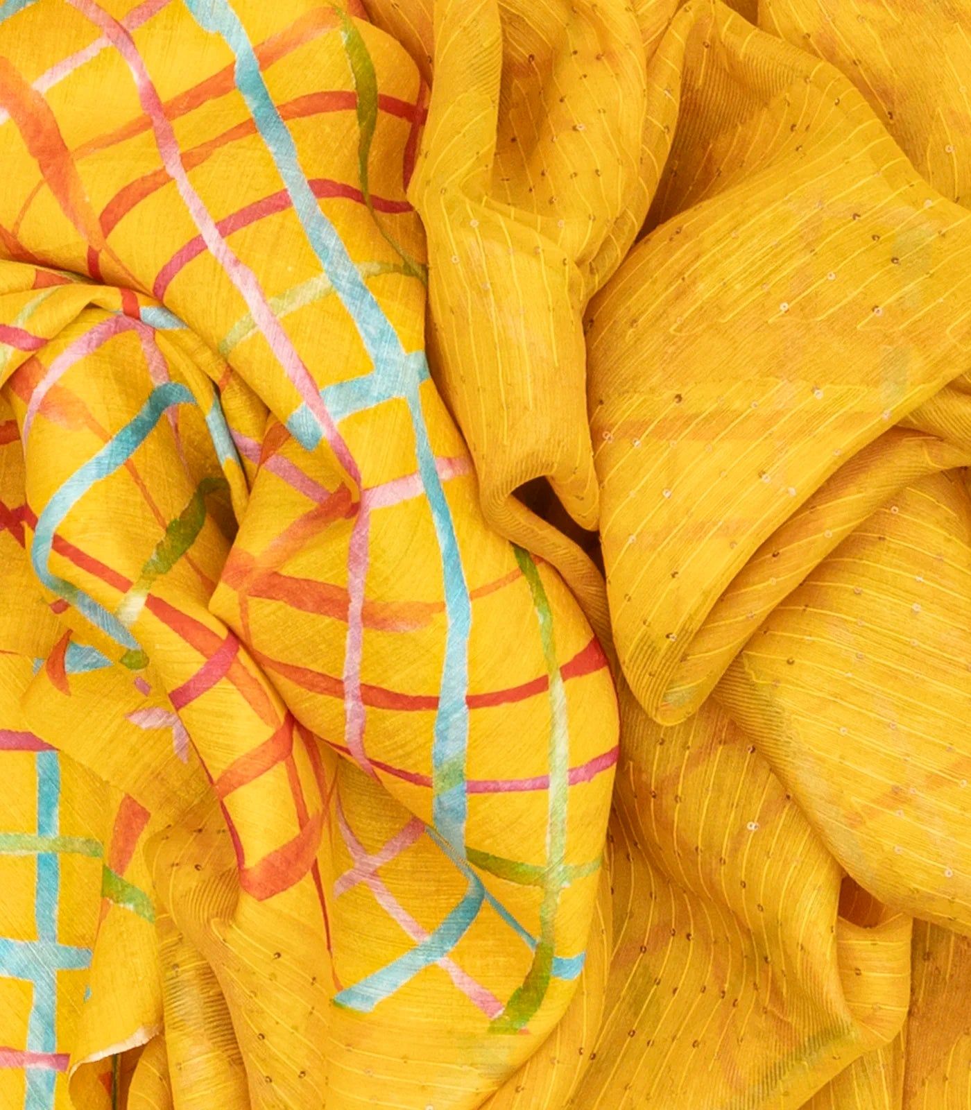 Mustard Woven Tussar Silk Saree With Printed Stripes