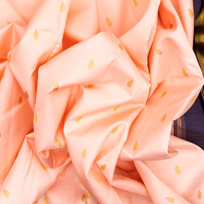 Baby Pink Handloom Kanchipuram Korvai Silk Saree With Contrast Border