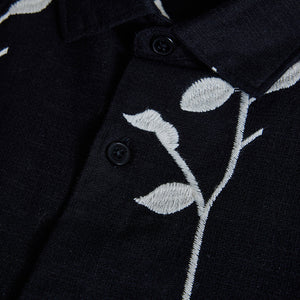 Black Floral Embroidered Shirt