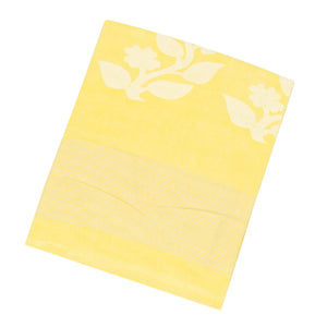 Light Yellow Handloom Bengal Cotton Saree With Flower Buttas