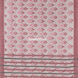 White Odisha Ikat Sambalpuri Cotton Saree
